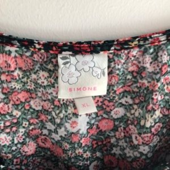 Red and Black Floral Empire Waist Dress - Picture 4 of 5